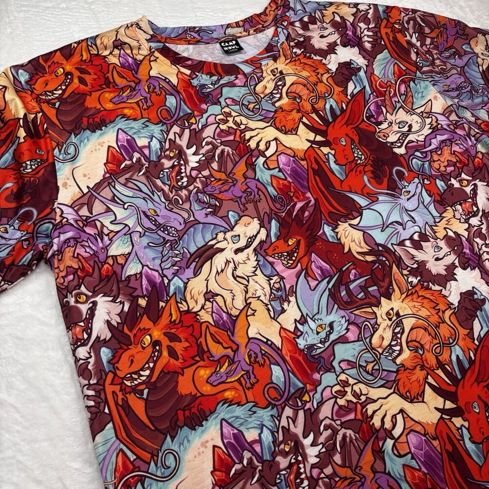 Camp Howl Dragon AOP All Over Print Shirt - Retired Design - Rare Furry Art - Picture 3 of 11